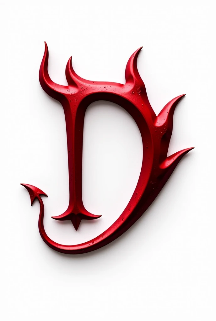 (logo design) sexy evil logo, a sexual striking red letter D with demon horns and a tail, dynamic and bold, glossy finish, high-resolution, creating an impression of sexuality and power. White background.