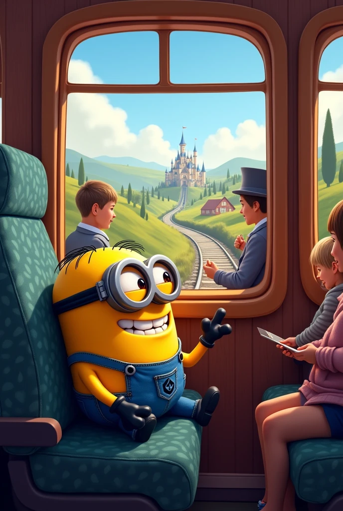 Un Minion en un tren,rumbo a Disneyland