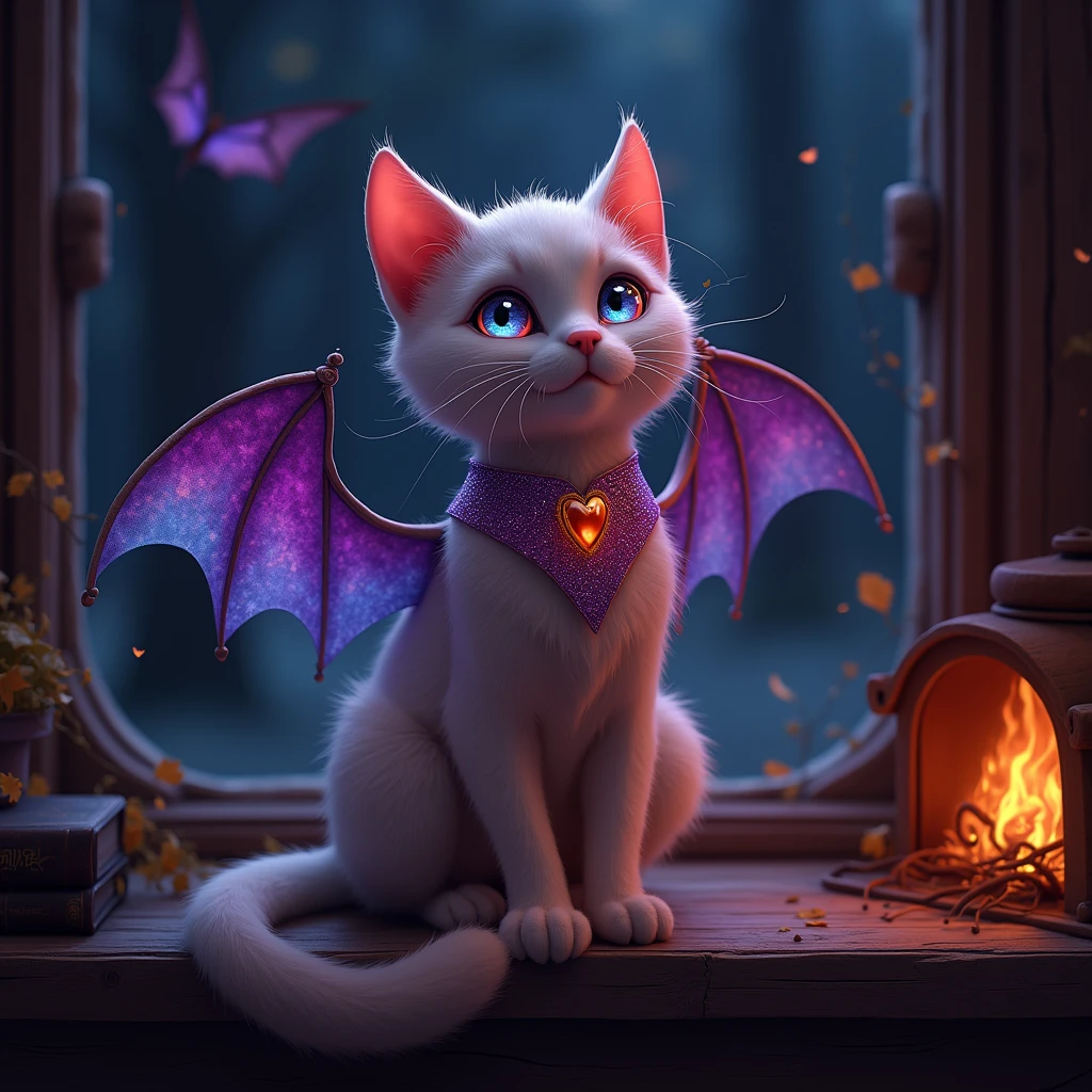 cute gothic vampire rainbow pastel cat familiar creature good and kind
she watched the couldren on the wooded fireplace and wear the fire place burning 
#fireplace #couldren #purpleandpastelrainbowstrawwitchesbroomsnearthefireplace 

 #rainbowangelicwings #rainbowshineeyes #redrudysparklecollar #inthemoonlightlayingonawindowceel #snugglingupnextthethewindowceel  #magical #fantasyfairytale #enchanted #hd #movie #thecharmedmovie #bulerainboweyes  #glitterinfurr #3dfantasy #rainbowrleafeshittingspring #darkfantasywitchyhour #vam orange and coffee colors #coffeeandorangecolorcat  #hazeleyesoftheforestwithatumnleafsinthem 
 #orangeswirlfur #coffeecolrswirl #batwingsinrainbowpastelcolors  near the fire place watching the purple sparkle glitter rainbow couldren with a big magic wooden spoon in it  the cats name purrfect and she was a gifted cat knowing her owner was a witch of the light arts shes on an errand at the moment 

