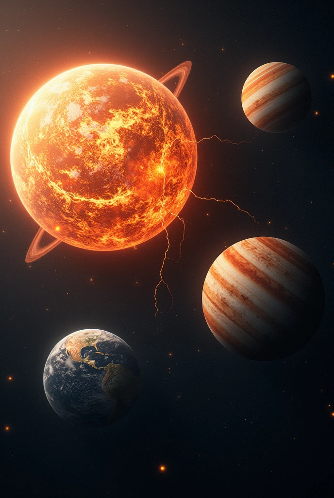 Jupiter Saturn Venus Earth destroying at the same time