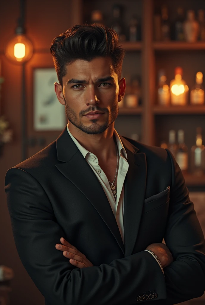 naughty man,age 25 ,haircut style :traditional social.
