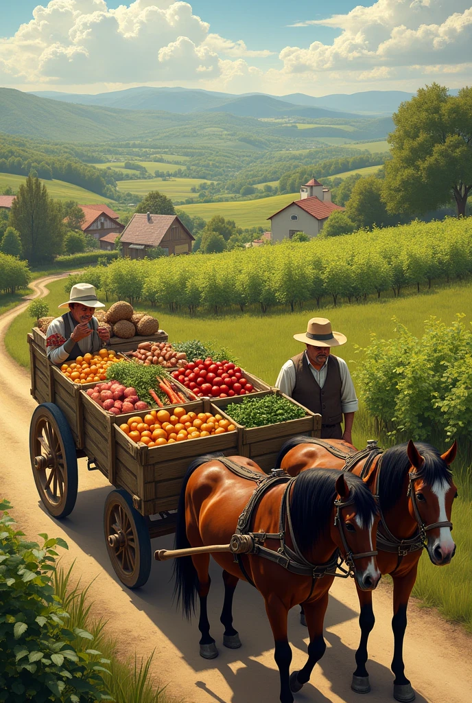 Harvest products being taken to the city