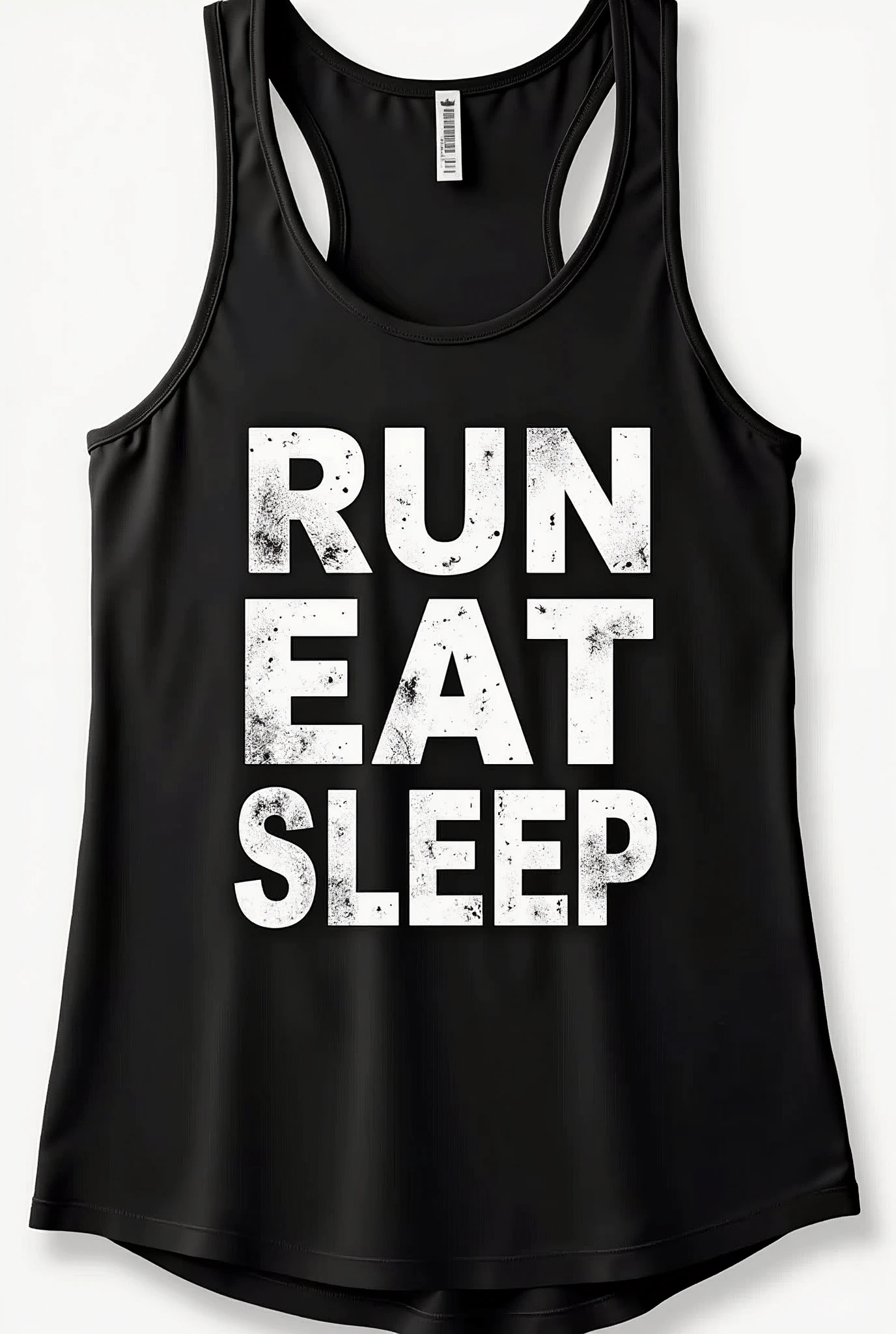 Please design running tank top with logo "RUN EAT SLEEP"
