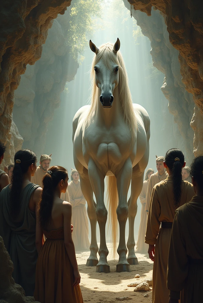 an individual who lives in a cave and has the body and legs of a white horse along with the head and torso of a man called Kirom and despite his appearance an excellent teacher and students who give him fame 