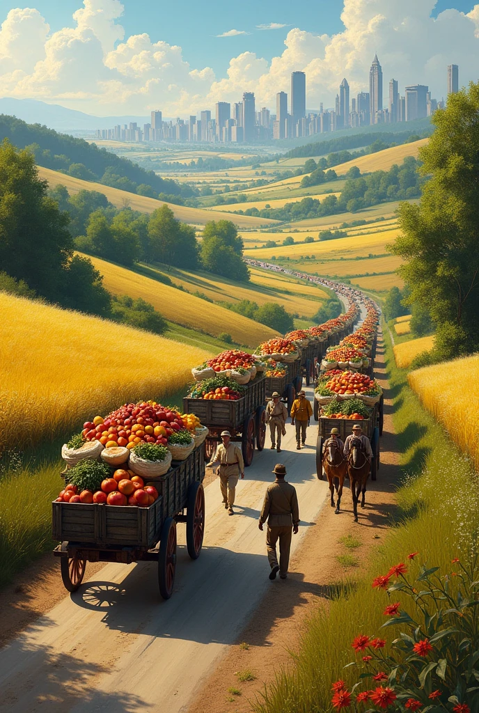 Harvest products being taken to the big city