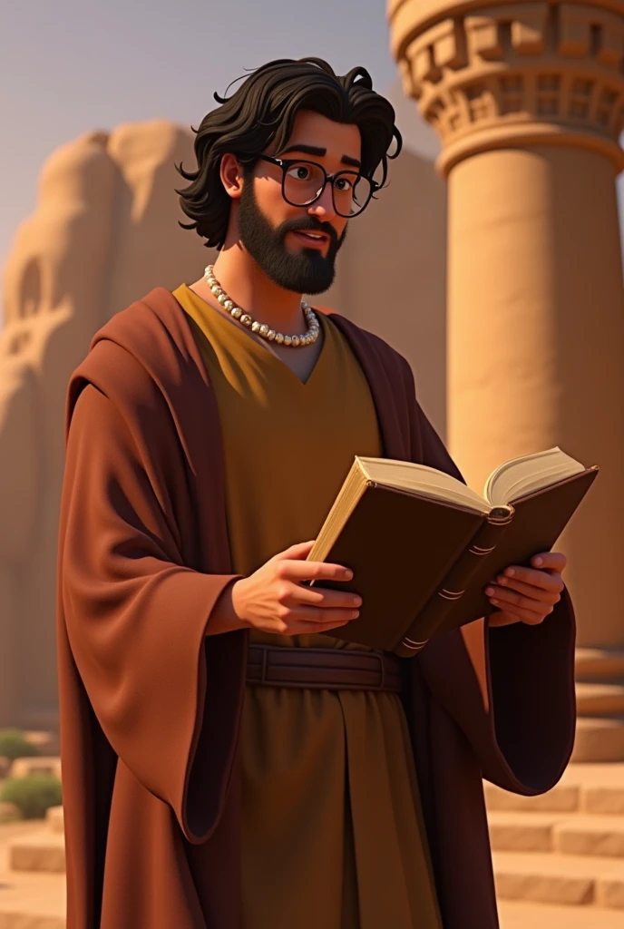FRANCISCO DE ASIS WITH HIS BROWN HABIT READS THE BIBLE PIXAR STYLE