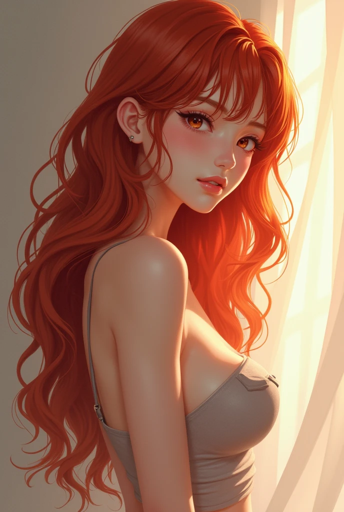 Naked redhead anime girl
