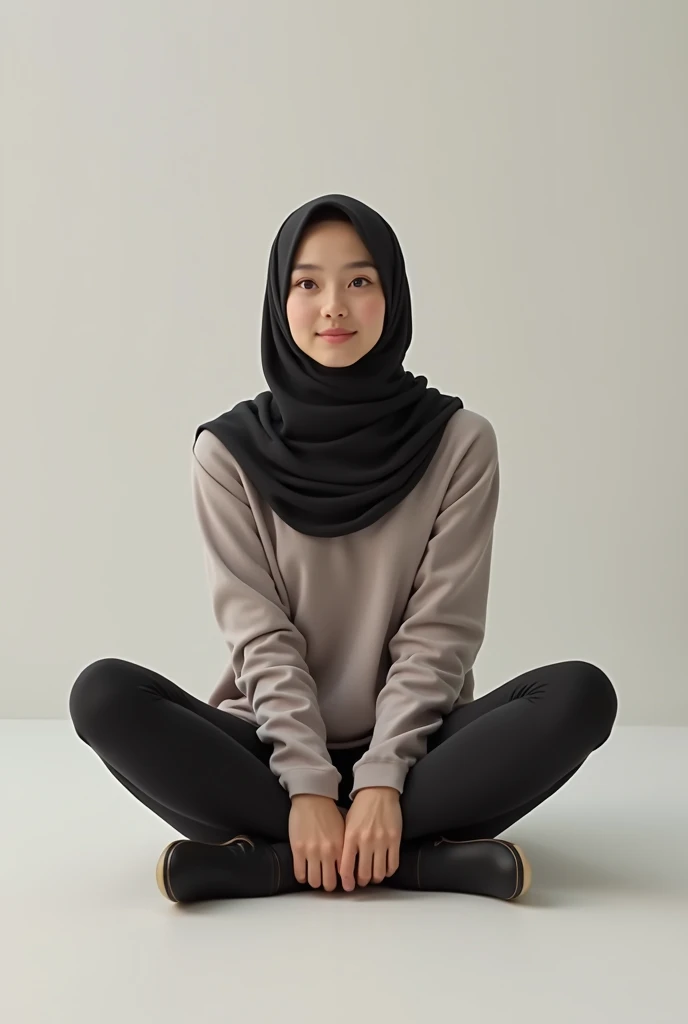 Hijab girl wearing tights sit open legs