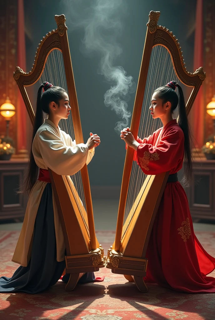 Two Chinese kung fu harpists