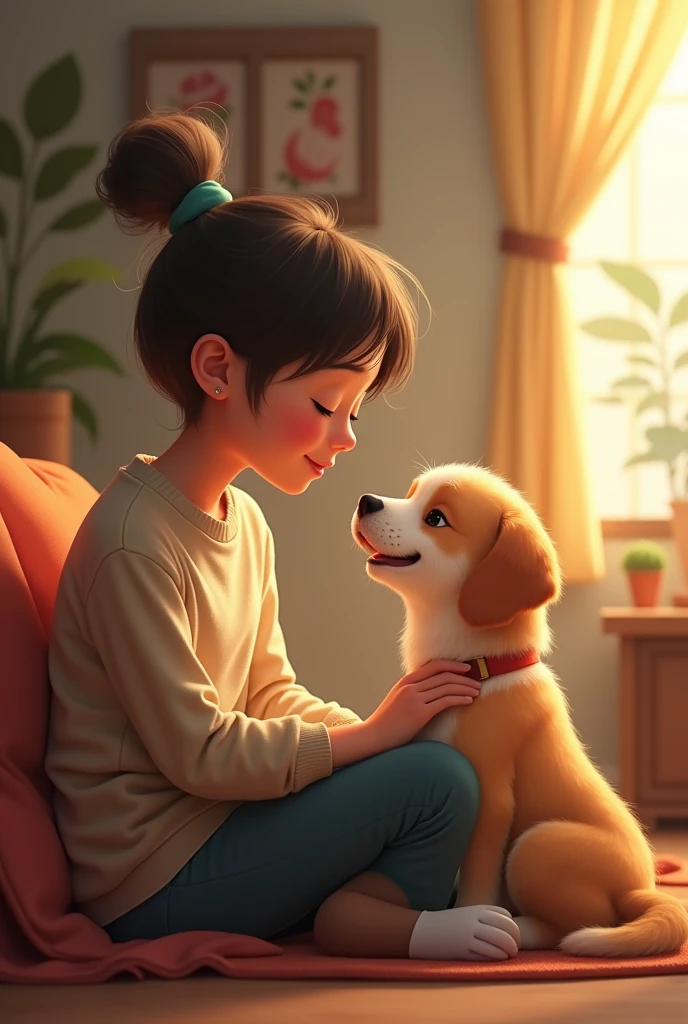 a person and a dog
