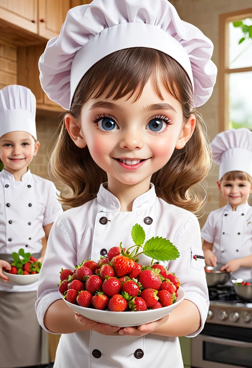 now manage cook, chef child holding strawberry