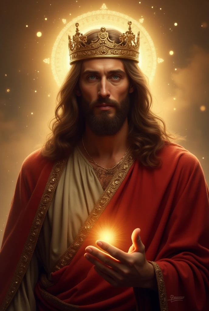Create image of Jesus Christ King of Kings looking directly at the camera