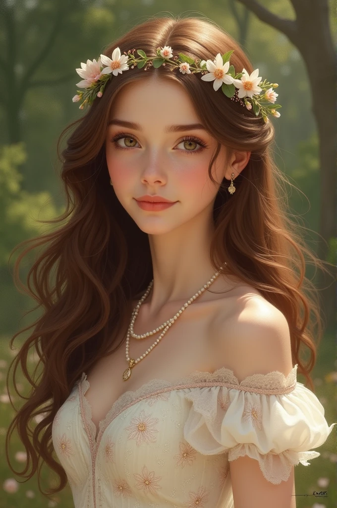 Princess girl brown hair white skin