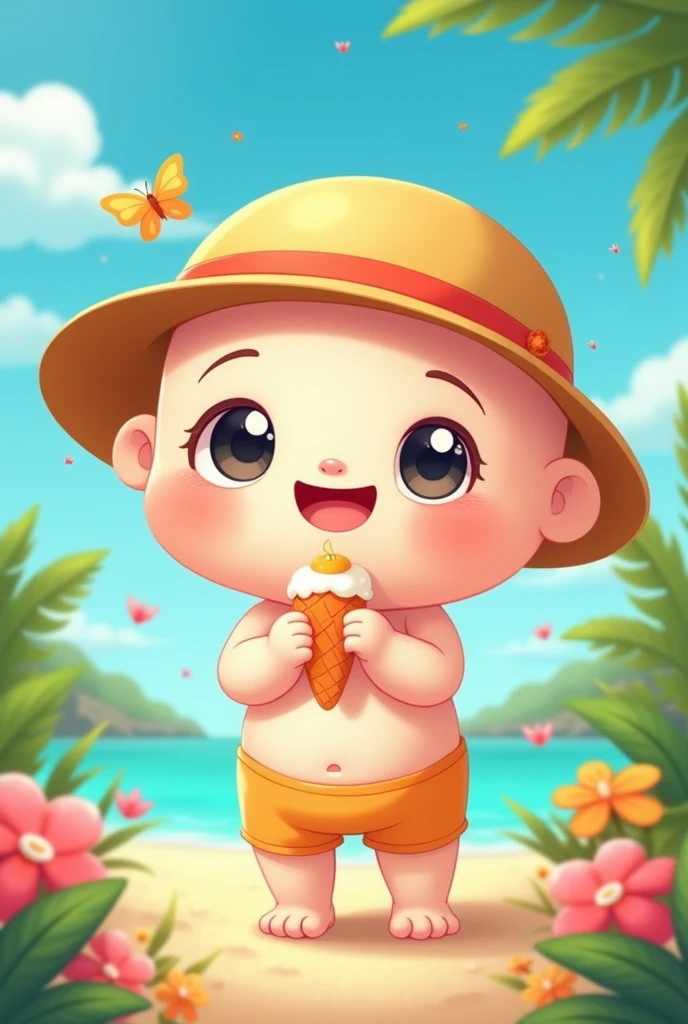 A ROUND HEAD chibi in summer