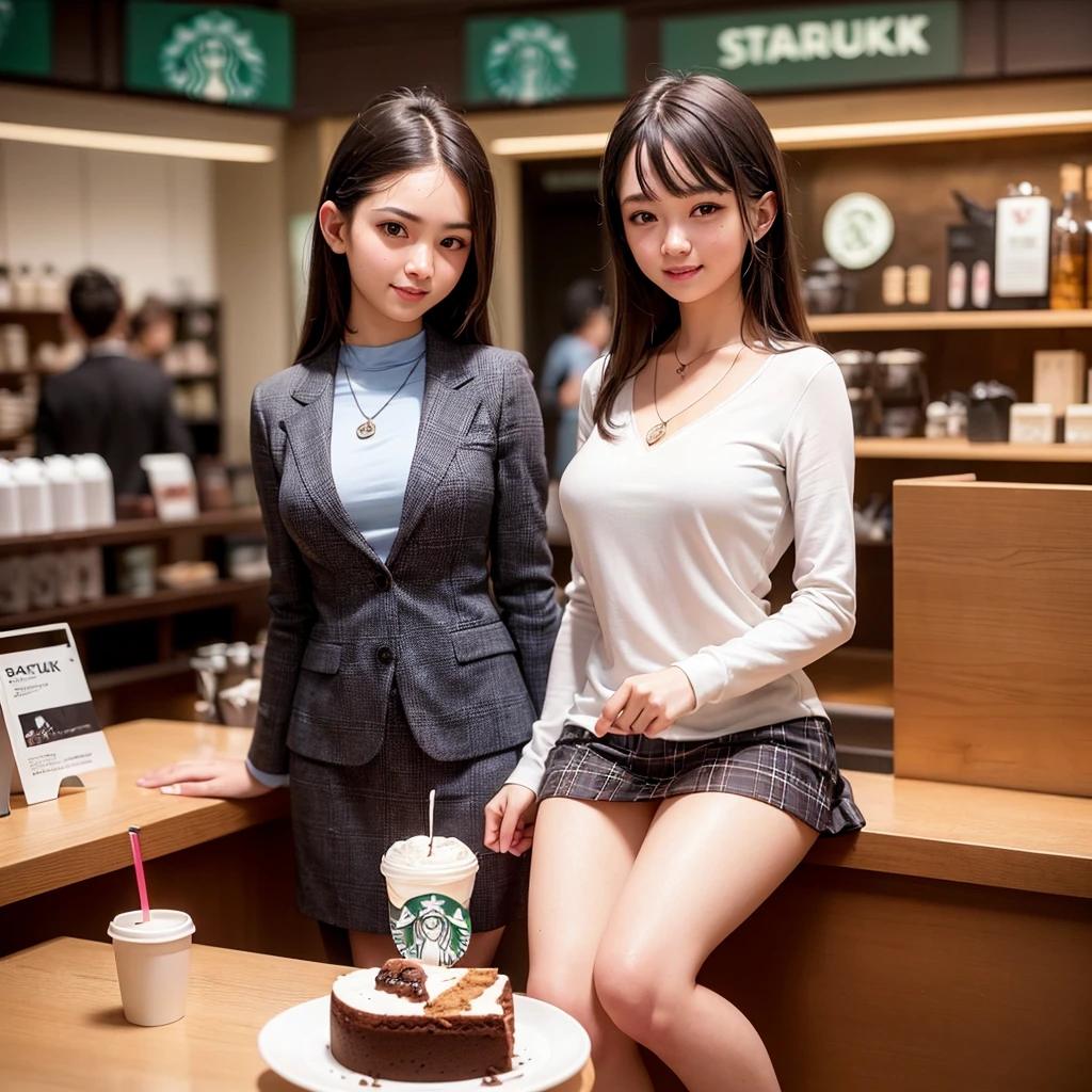 
8k、RAW Photos、Highest quality、Super detailed、Super Resolution、Ultra HD、8k wallpaper、Amazing details
((((White blouse with formal collar, Blue Blazer, 
Red Check Skirt, Red checkered ribbon on blouse)), Complete limbs, Full Finger, ))
(((((((Inside the Starbucks store、16-year-old high school girl)))))))、((((((Sit down and eat cake、Drink coffee、smile))))))、((Heart Necklace))
((((((White skin))))))
8k、RAW Photos、Highest quality、masterpiece:1.2、Super detailed、Super Resolution、Ultra HD、8k wallpaper、Amazing details、Photorealistic:1.4、Having fun by the water、Full Body Shot、Full body photo、High-resolution RAW color photos、Professional photos、A scene full of emotion、Very detailed and beautiful、Ultra HD、8k wallpaper、Amazing details、Huge file sizes、Highly detailed beautiful girls、Highly detailed face Highly detailed eyes、Extremely realistic skin、 Highly detailed fingers, Highly detailed nose, Highly detailed mouth, Perfect Anatomy, Highly detailed background, Highly detailed clothing, , cute女の子, Famous Japanese Idols, cute, Realistic body, Slender, White skin, Glowing Skin, Slim body, Realistic Face, Delicate eyes, double eyelid, 
