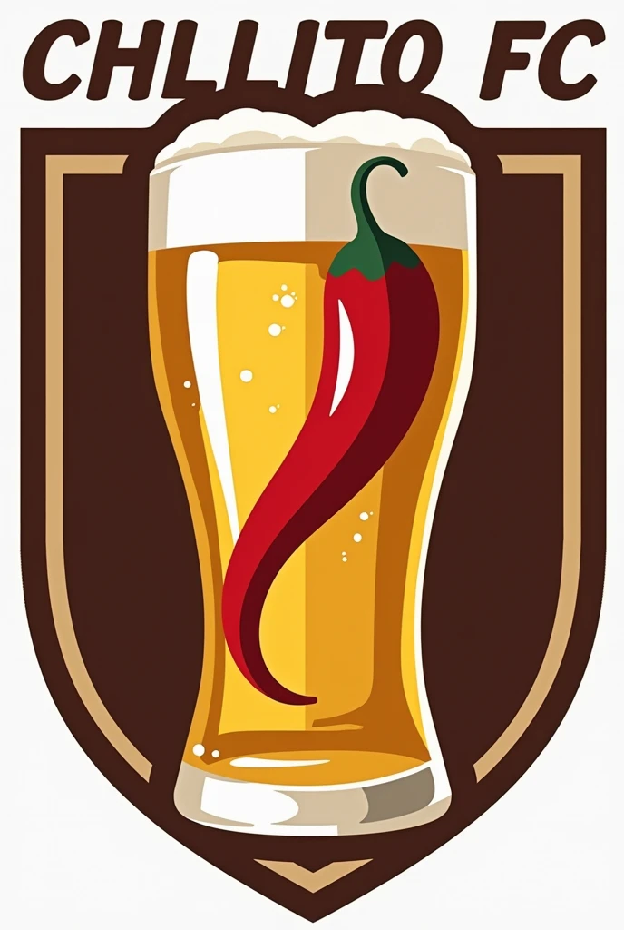 a logo of a soccer team called chilito fc (for the country Chile) that is not enclosed in a shield or in a circle, but it is loose, that has to do with beer