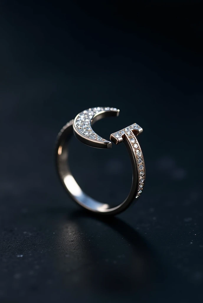 Make me a ring with a moon and a letter l, nice model