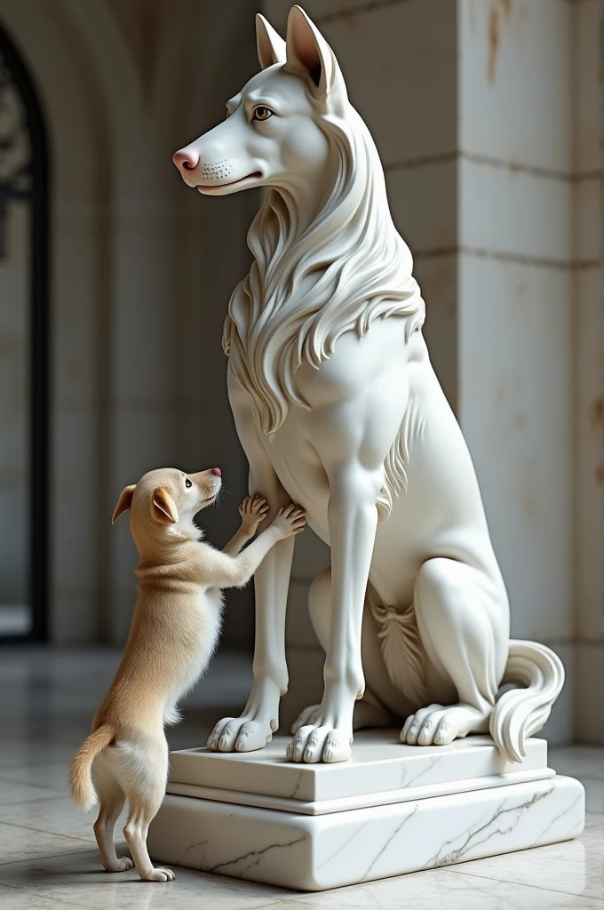 A talented dog has completed a stunning marble work of art. The dog has carved a majestic statue that enchants everyone who sees it