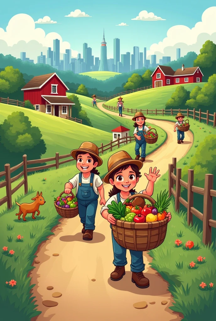 Create a Cartoon with Rural Products Going to the City 