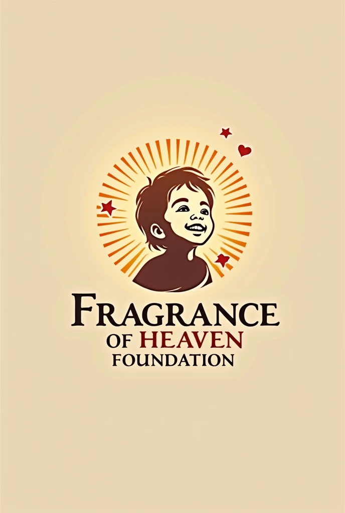 Create an isologo with the words "Fragrance of Heaven Foundation", that it refers to social assistance for children with limited resources, that highlights joy, hope.