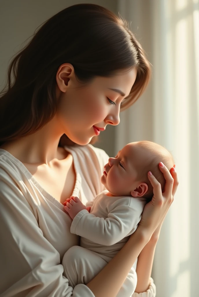 a woman with a baby