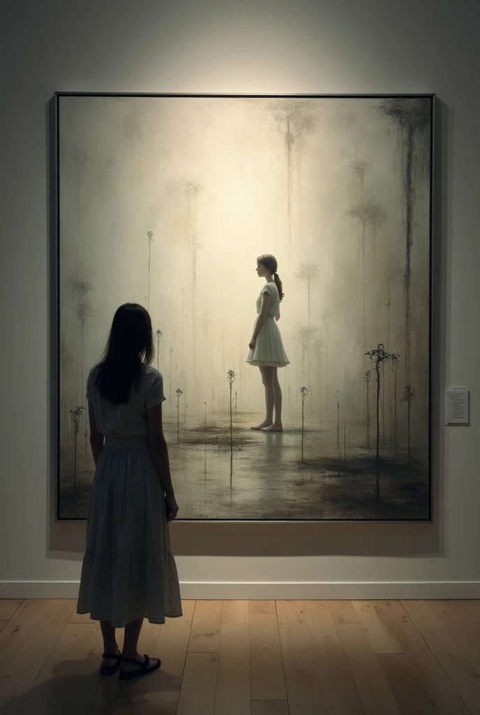 In the silence of the gallery, an unfinished painting breathed unspoken dreams, while visitors, hypnotized, forgot time and found themselves in their own stories within the frame.
