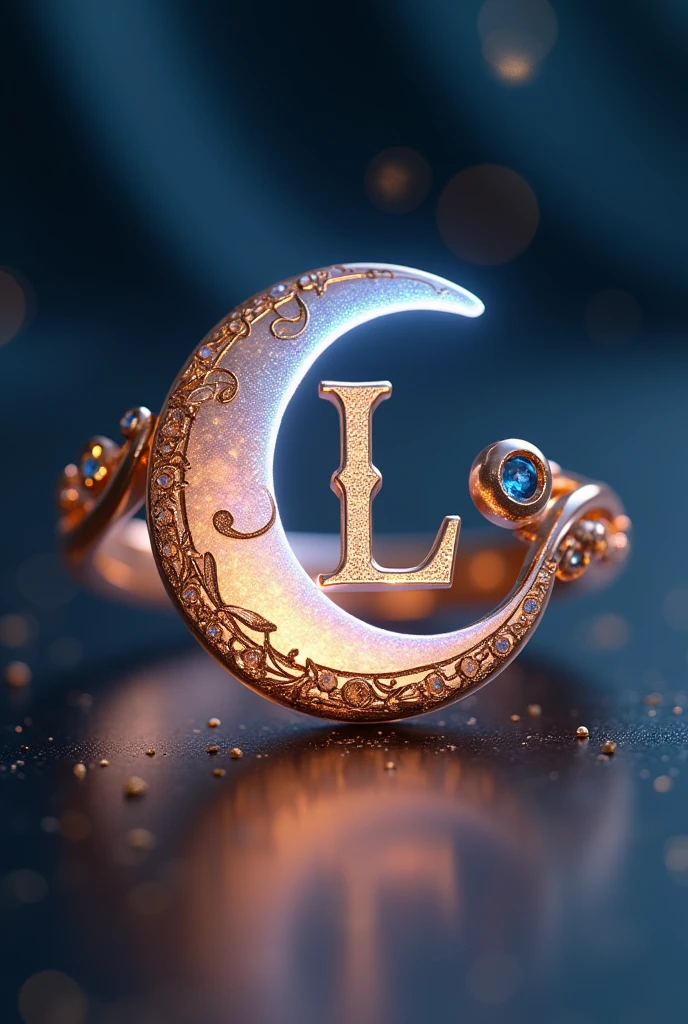 Make me a ring with a moon design and a capital L