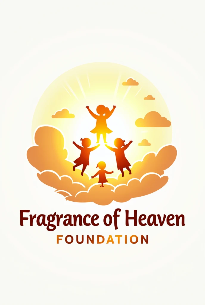 Create an isologo with the words "Fragrance of Heaven Foundation", that it refers to social assistance for children with limited resources, that highlights joy, hope.