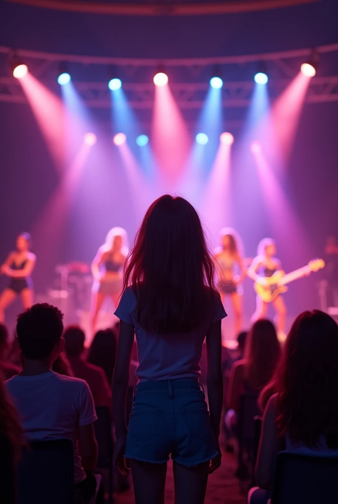 Girl at a concert of her favorite animated group