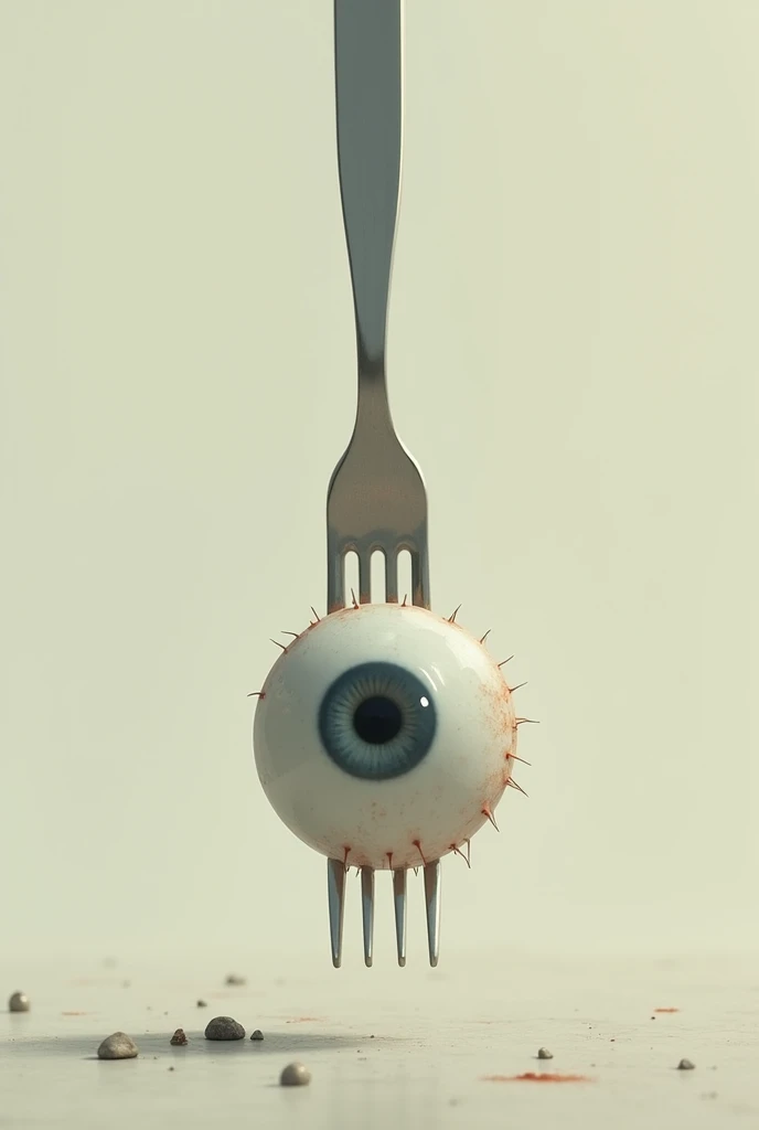 A fork poking a simple eye 