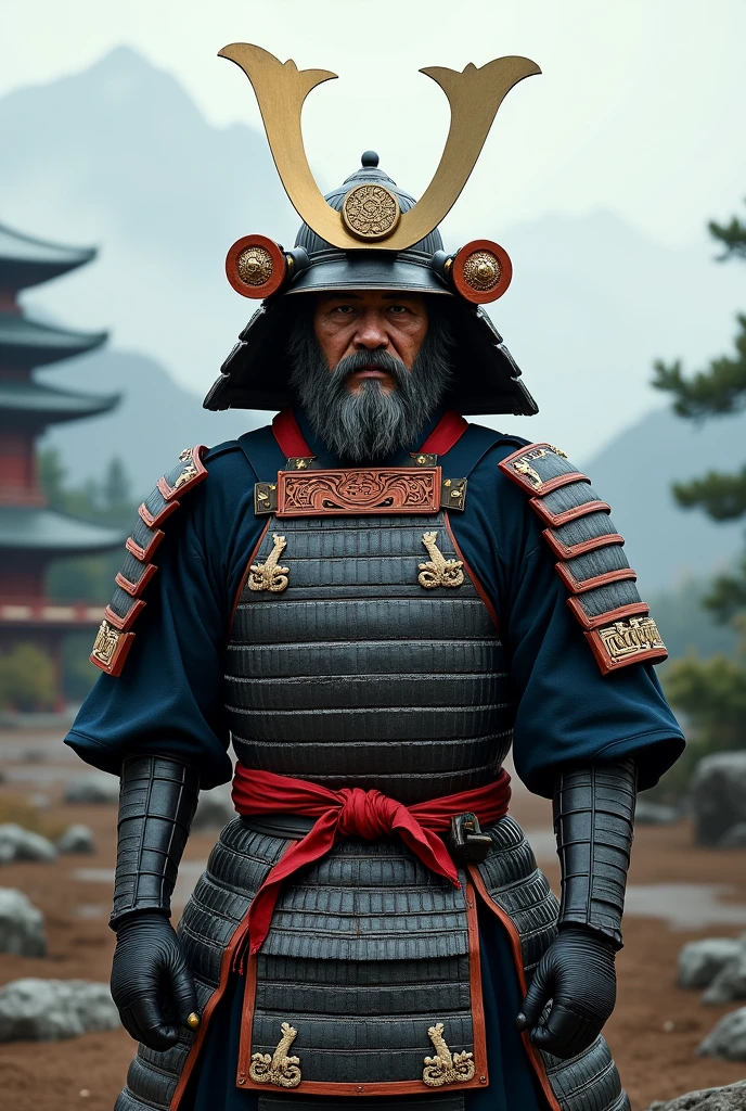 Japanese warrior in samurai costume
