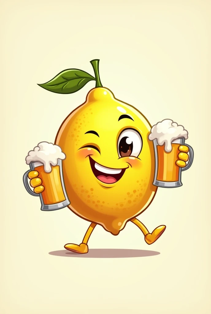 Logo of an animated lemon holding a beer