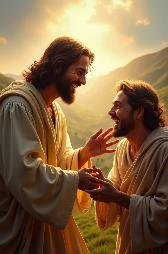 Jesus laughing at the leper healing him