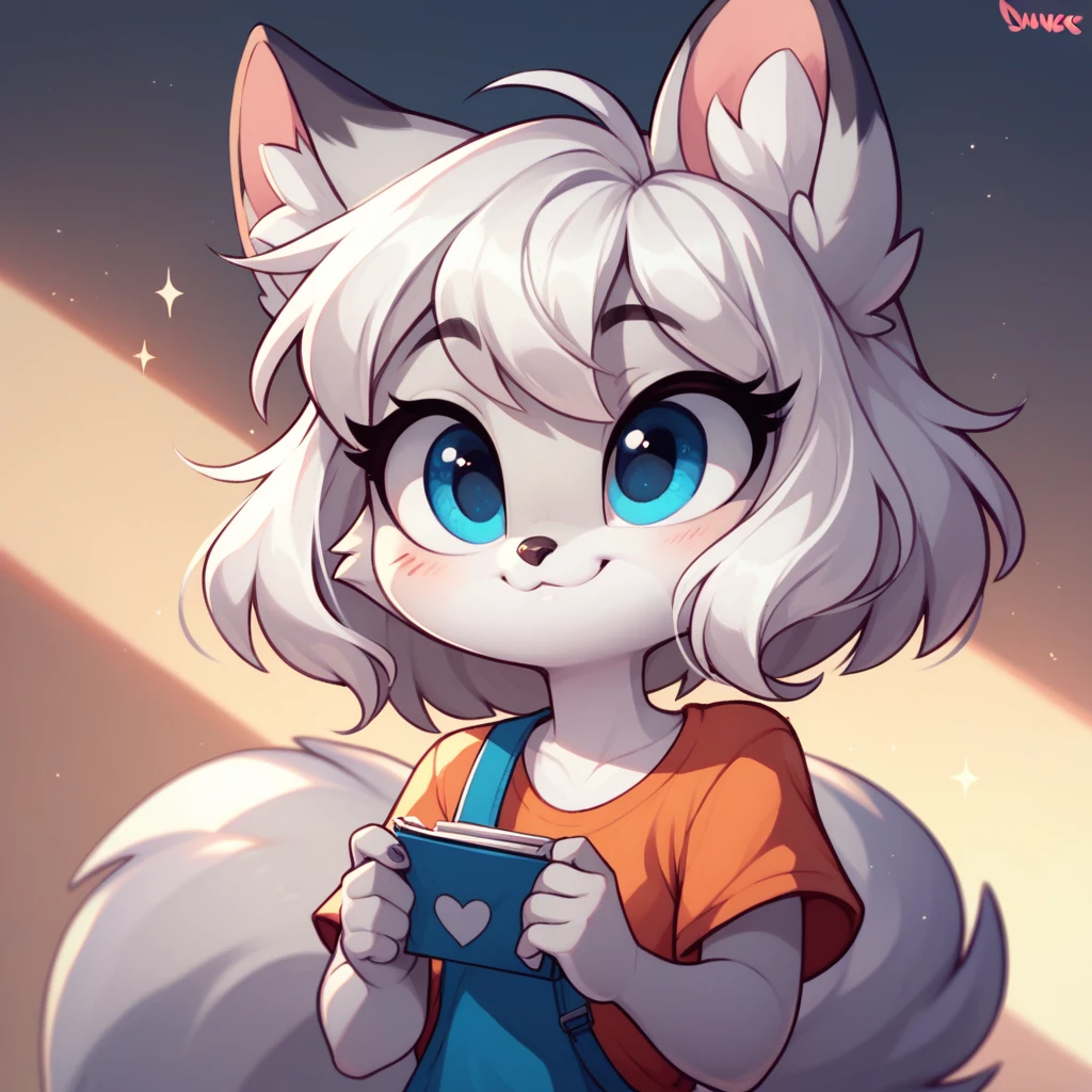  fox, female, white hair, silver fur, blue eyes, cute kid, ae, white hair, cute, kid, by diives