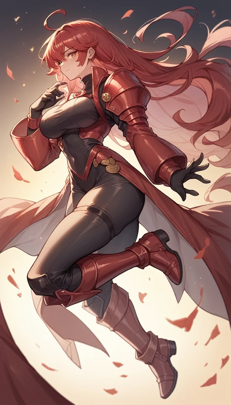 Very Very Very Big hot wearing a red knight suit full body body with curve red hair