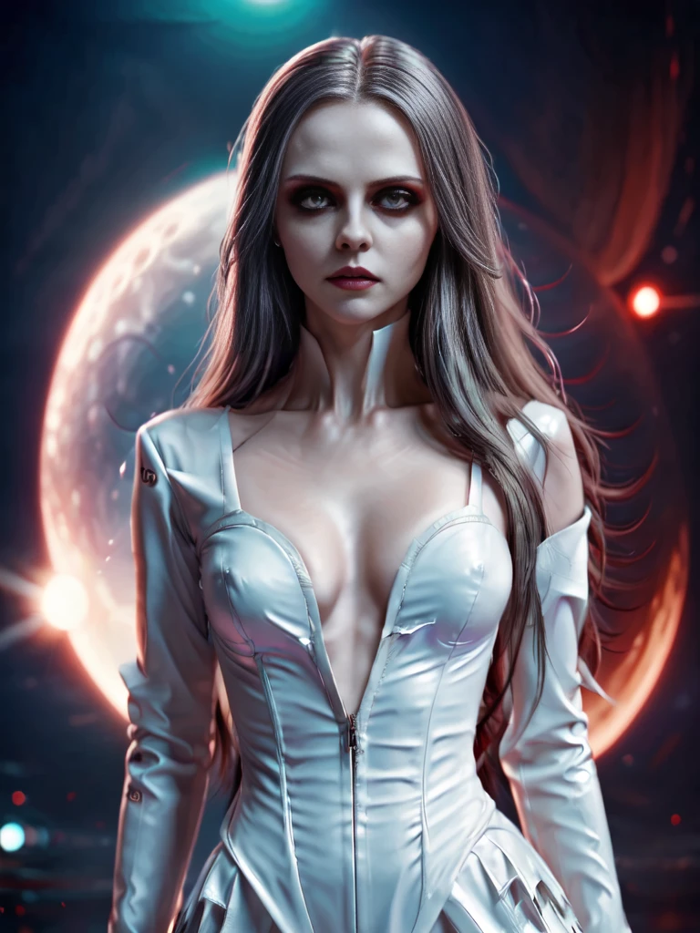 masterpiece, best quality, vampire family, full figure skinny mom whit old daughter, cinematic, moonlight night, best quality, full body shot, an elegant tall slender girl, 8k, perfect and deep shadows, detailed eyes, full body shot, high quality picture, high detailed background, HD shadows, (red glowing eyes:1.2), an evil grin, fangs are visible, pale skin, neodark, christinaricci-ti, chri5tinaricci99, glowing eyes