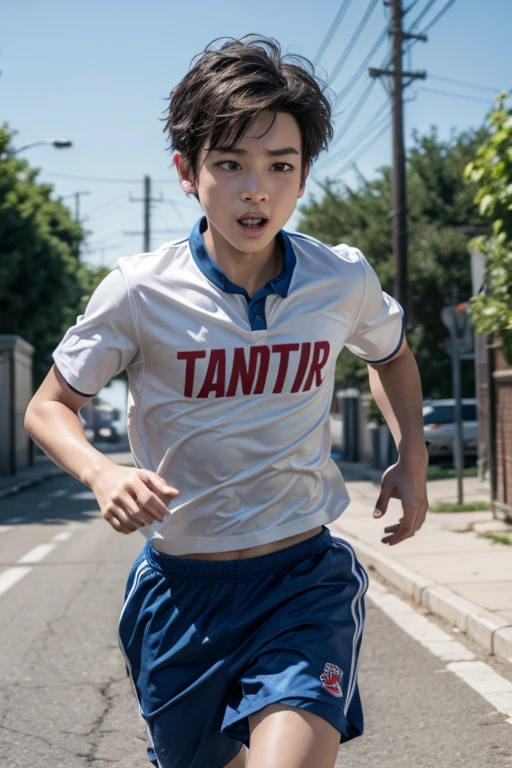 Boy character running in video