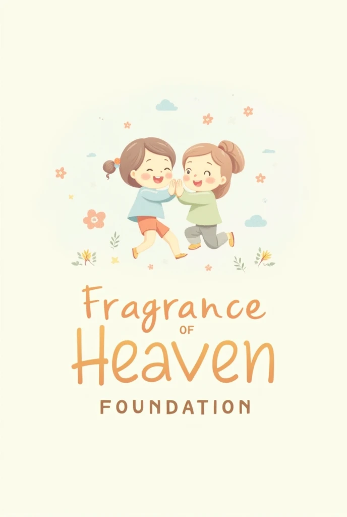 Create an isologo with the words "Fragrance of Heaven Foundation", that it refers to social assistance for children with limited resources, that highlights joy, hope.