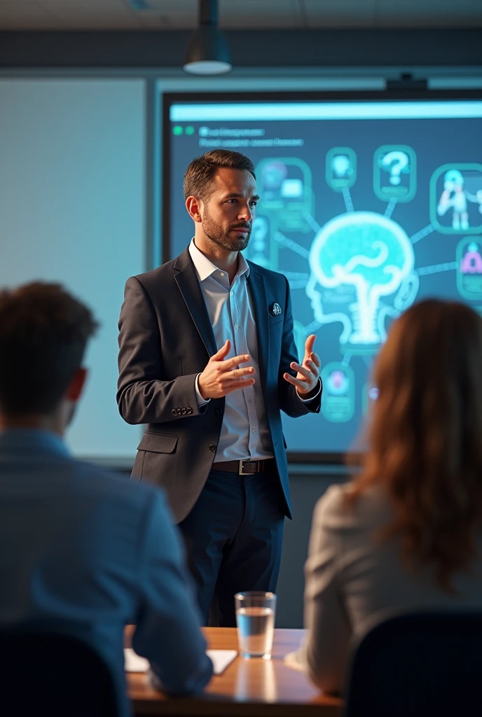 A psychology teacher who teaches his students with a sample of mind