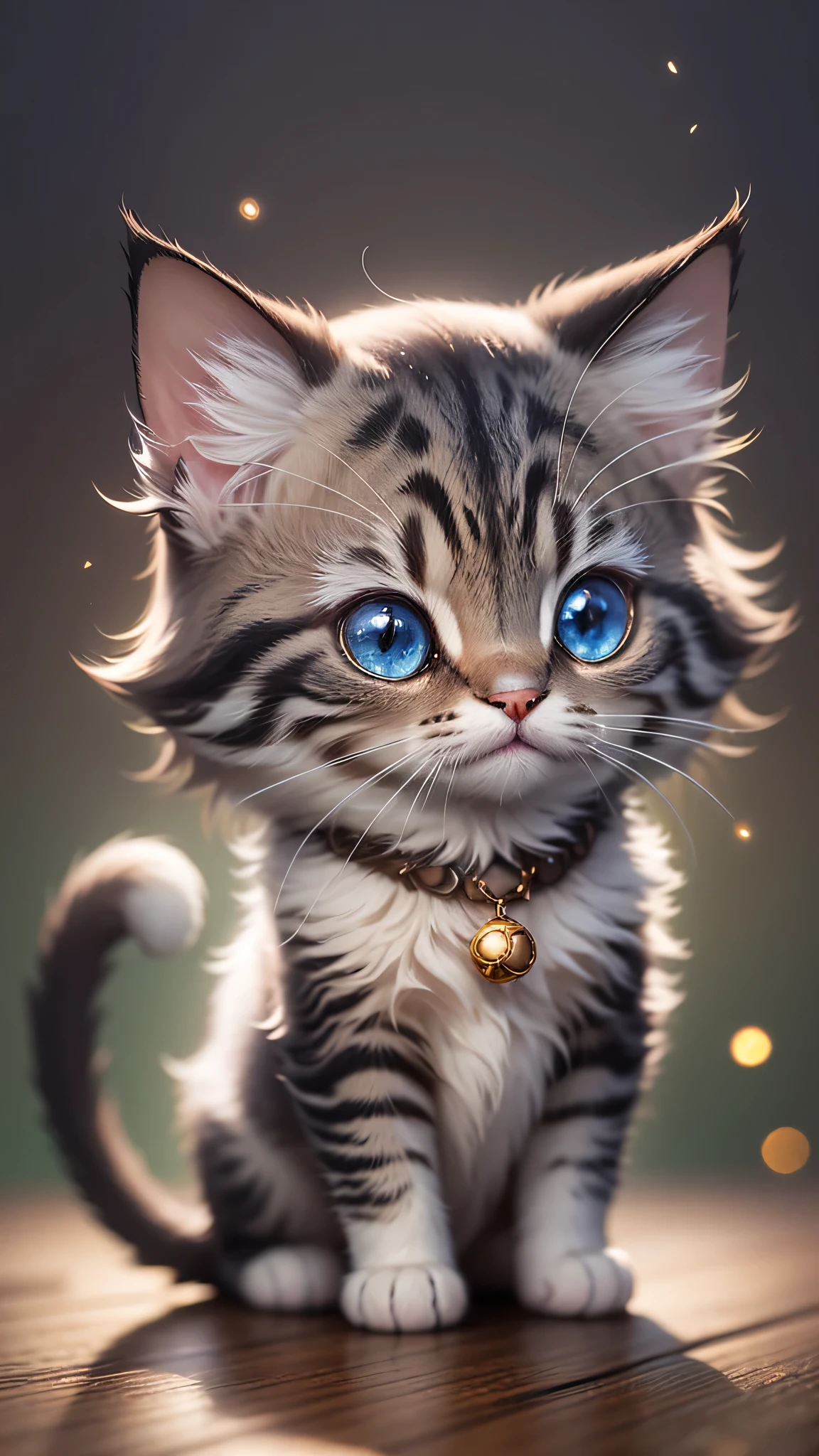 Cute little surreal cat、Munchkin、Adorable and fluffy、Cinematic Lighting Effects、Charm、very cute、Fantasy art、Bokeh、Digital Painting、Soft lighting、4K resolution、 Photorealistic Rendering、Very detailed、A realistic masterpiece、Professional photography、