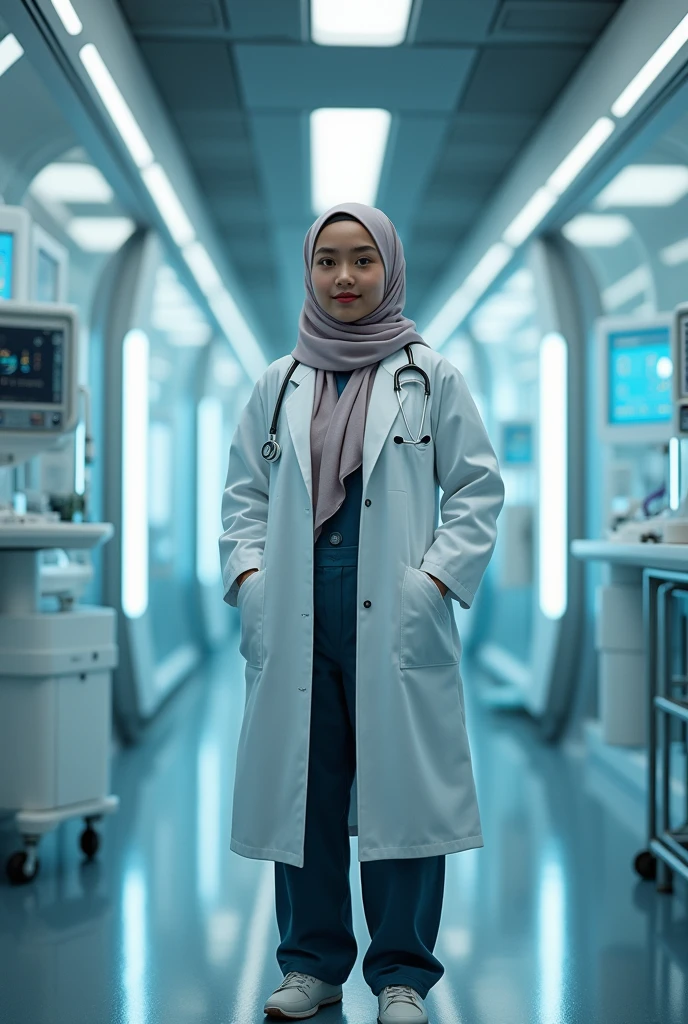 Chubby 23 year old  Muslim women became a doctor in scifi theme
