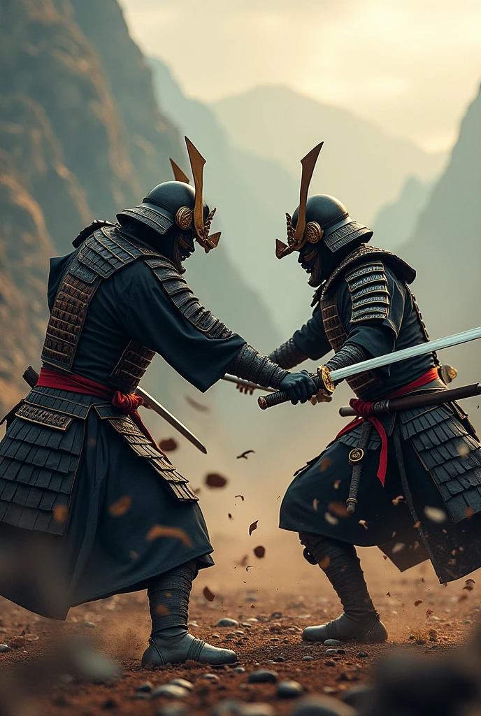 Samurai with mask fighting ther samurai