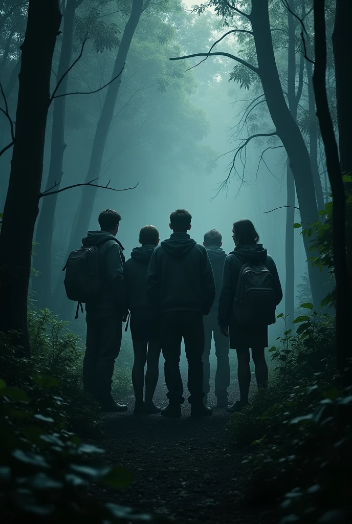 YouTube thumbnail about a film of a group of people trapped in a forest and stalked by unknown humanoid creatures