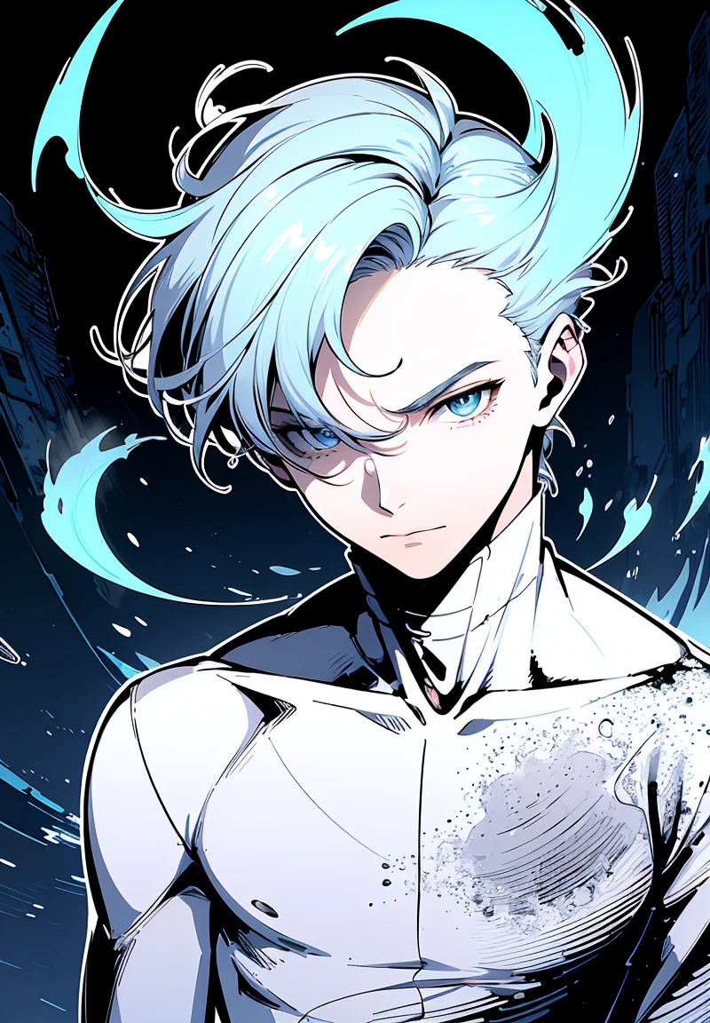 (best qualityer, outline:1.2), semi realistic, 1 boy, Create an image of a powerful, otherworldly entity called '全能 (all mighty) Ialdabaoth', positioned at the center of a rotating cosmic vortex. This being exudes an aura of invincibility, with a majestic and imposing presence that extends across multiple dimensions. Ialdabaoth is adorned in intricate, shimmering armor that reflects the stars, with ethereal, energy-like tentacles extending from its back. His eyes shine with a bright, otherworldly light, and the environment around him warps under his immense power. The background is a mesmerizing mix of deep space and ever-shifting dimensional rifts., showing its multidimensional nature. The scene should convey a sense of awe and cosmic power, with rich, vibrant colors and detailed textures that capture the grandeur of the character and the cosmic chaos around him.
