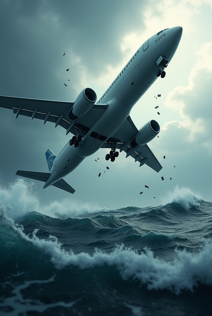A plane falling into the sea