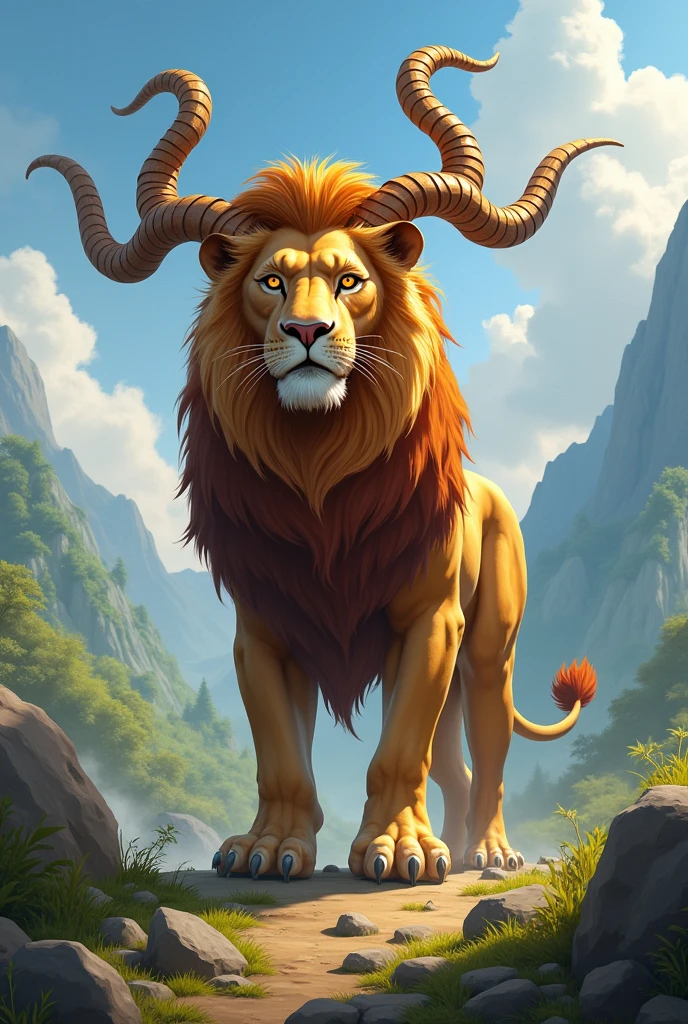Lion with horns