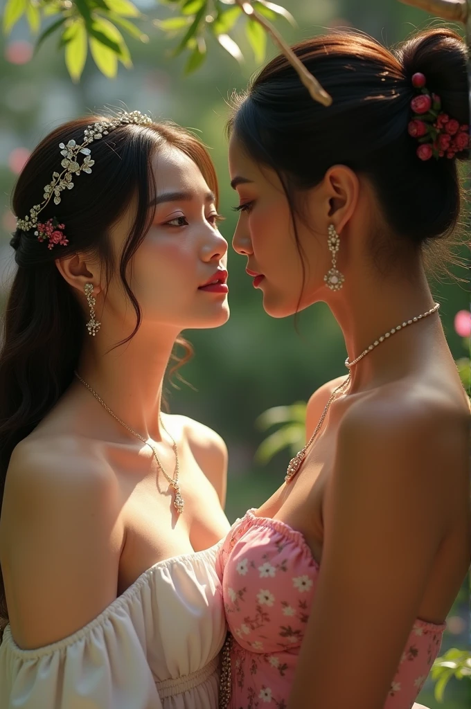 couple of women, one of whom is very beautiful Korean and one is also very beautiful Brazilian.