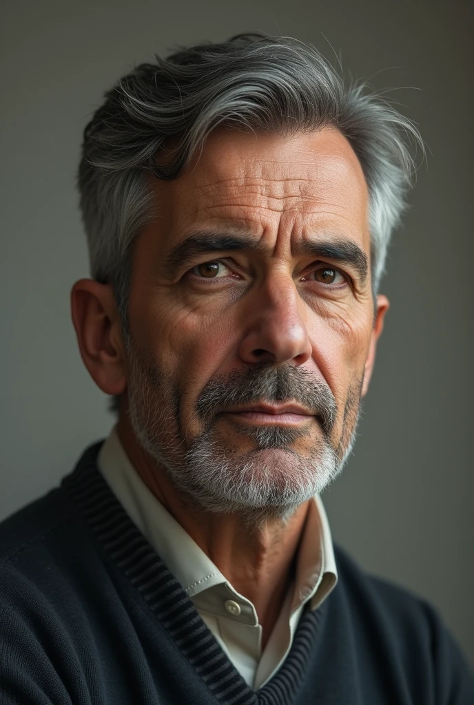 Create a beardless man, very thoughtful