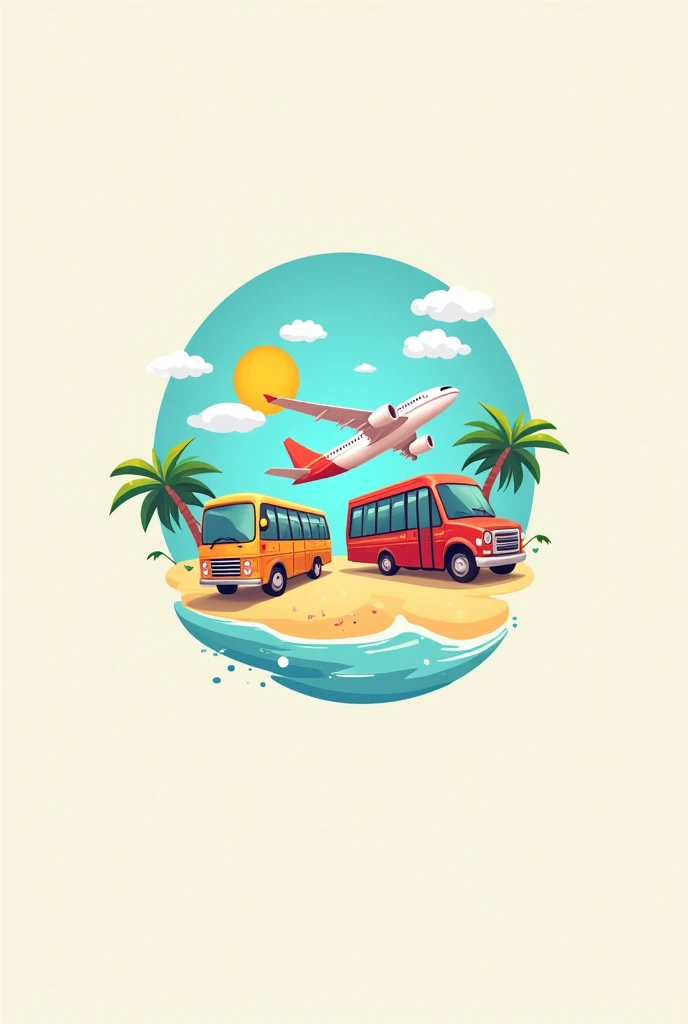 Logo for tour operator (of beaches and airplanes)(colorful)(pastel colors)(add buses too)