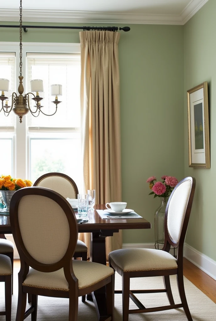I have a red and beige dining room, I need to paint the dining room, Give me two colors that are suitable so I can paint it